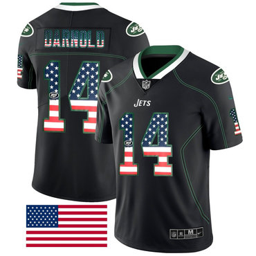 Nike Jets 14 Sam Darnold Black USA Flag Fashion Limited Jersey