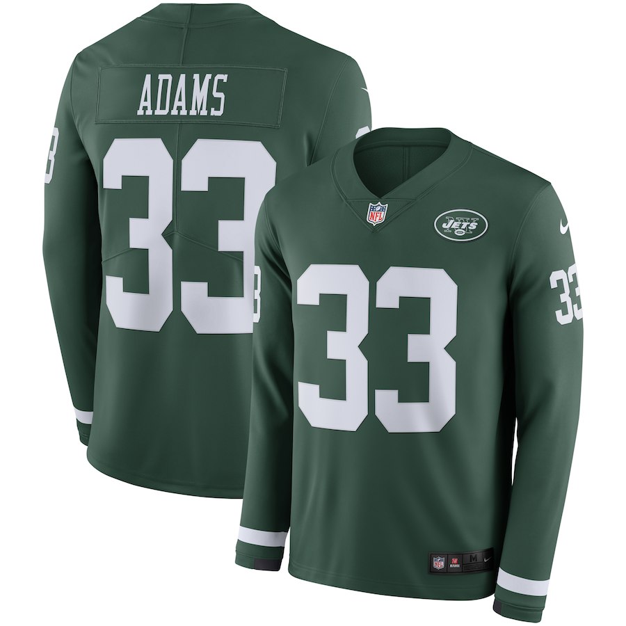 Nike Jets 33 Jamal Adams Green Therma Long Sleeve Jersey Nike Jets 33 Jamal Adams Green Therma Long Sleeve Jersey