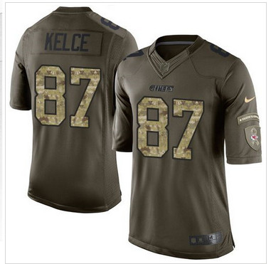Nike Kansas City Chiefs #87 Travis Kelce Green Men's Stitched NFL Limited Salute to Service Jersey Nike Kansas City Chiefs #87 Travis Kelce Green Men's Stitched NFL Limited Salute to Service Jersey