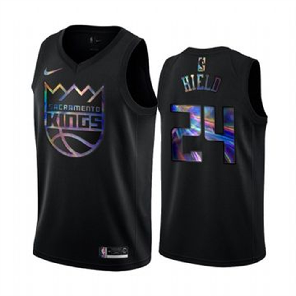 Nike Kings #24 Buddy Hield Men's Iridescent Holographic Collection NBA Jersey - Black Nike Kings #24 Buddy Hield Men's Iridescent Holographic Collection NBA Jersey - Black