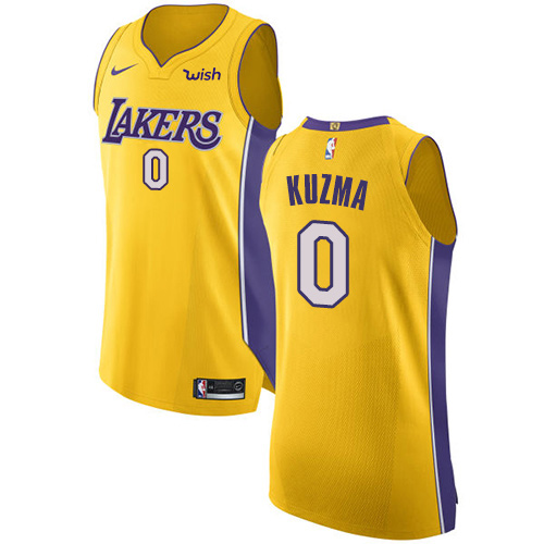 Nike Lakers #0 Kyle Kuzma Gold NBA Authentic Icon Edition Jersey