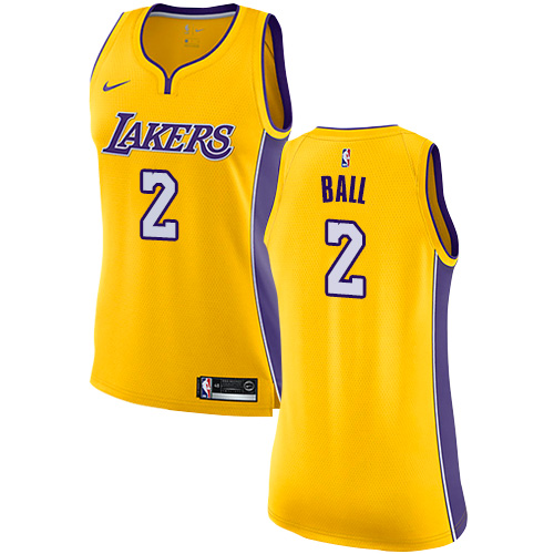 Nike Lakers #2 Lonzo Ball Gold Women's NBA Swingman Icon Edition Jersey