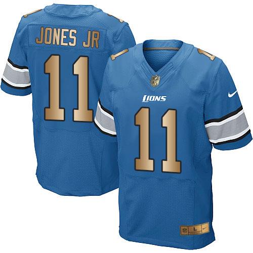 Nike Lions #11 Marvin Jones Jr Blue Team Color Men's Stitched NFL Elite Gold Jersey Nike Lions #11 Marvin Jones Jr Blue Team Color Men's Stitched NFL Elite Gold Jersey