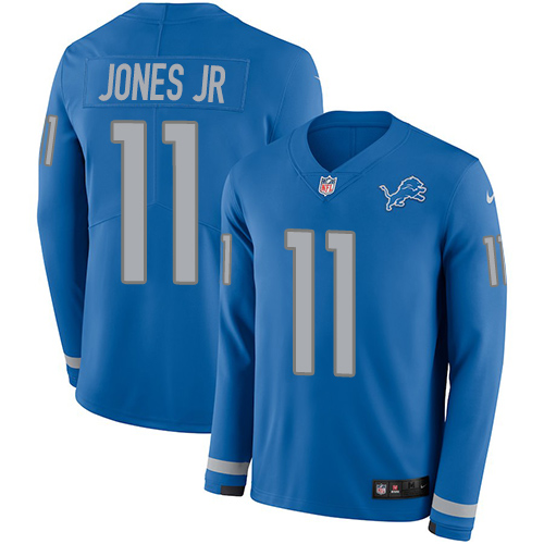 Nike Lions #11 Marvin Jones Jr Blue Team Color Men's Stitched NFL Limited Therma Long Sleeve Jersey Nike Lions #11 Marvin Jones Jr Blue Team Color Men's Stitched NFL Limited Therma Long Sleeve Jersey