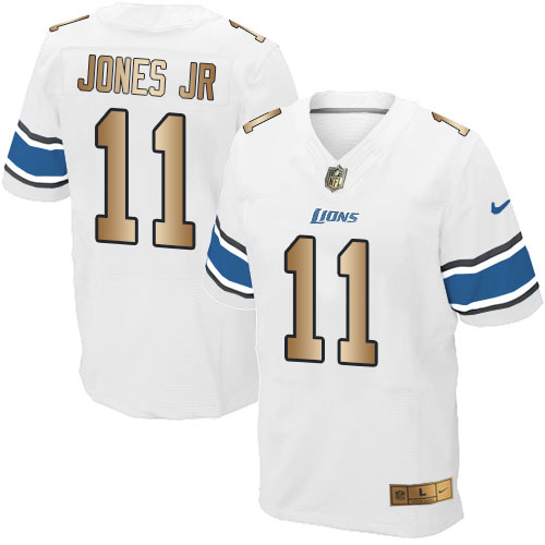 Nike Lions #11 Marvin Jones Jr White Men's Stitched NFL Elite Gold Jersey Nike Lions #11 Marvin Jones Jr White Men's Stitched NFL Elite Gold Jersey