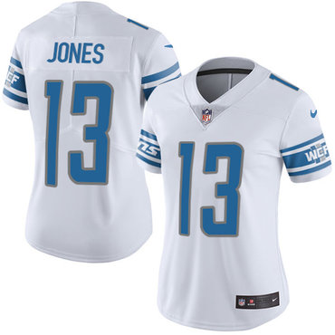 Nike Lions #13 T.J. Jones White Women's Stitched NFL Vapor Untouchable Limited Jersey