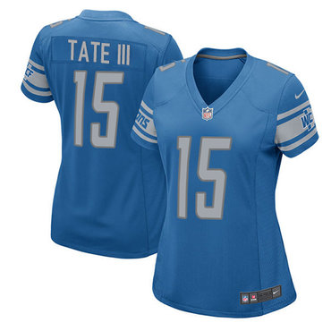 Nike Lions #15 Golden Tate III Light Blue Team Color Women's Stitched NFL Elite Jersey