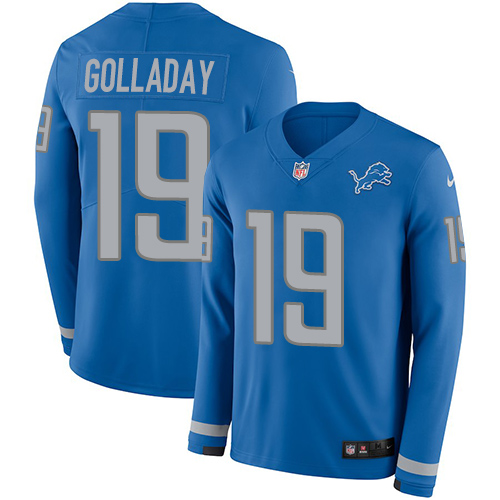 Nike Lions #19 Kenny Golladay Blue Team Color Men's Stitched NFL Limited Therma Long Sleeve Jersey Nike Lions #19 Kenny Golladay Blue Team Color Men's Stitched NFL Limited Therma Long Sleeve Jersey