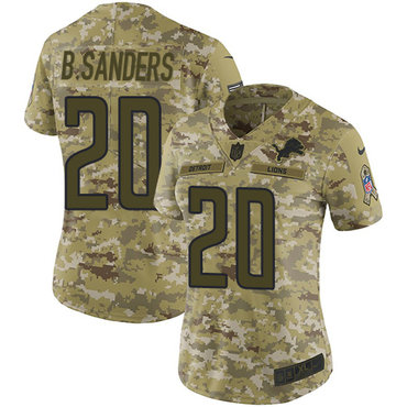 Nike Lions #20 Barry Sanders Camo Women's Stitched NFL Limited 2018 Salute to Service Jersey Nike Lions #20 Barry Sanders Camo Women's Stitched NFL Limited 2018 Salute to Service Jersey