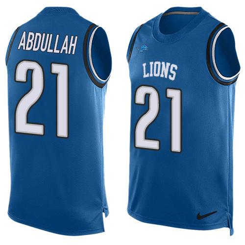 Nike Lions #21 Ameer Abdullah Blue Team Color Men's Stitched NFL Limited Tank Top Jersey Nike Lions #21 Ameer Abdullah Blue Team Color Men's Stitched NFL Limited Tank Top Jersey