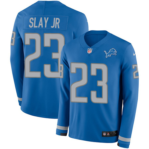 Nike Lions #23 Darius Slay Jr Blue Team Color Men's Stitched NFL Limited Therma Long Sleeve Jersey Nike Lions #23 Darius Slay Jr Blue Team Color Men's Stitched NFL Limited Therma Long Sleeve Jersey