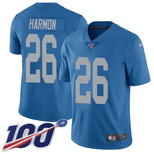Nike Lions #26 Duron Harmon Blue Throwback Men's Stitched NFL 100th Season Vapor Untouchable Limited Jersey Nike Lions #26 Duron Harmon Blue Throwback Men's Stitched NFL 100th Season Vapor Untouchable Limited Jersey