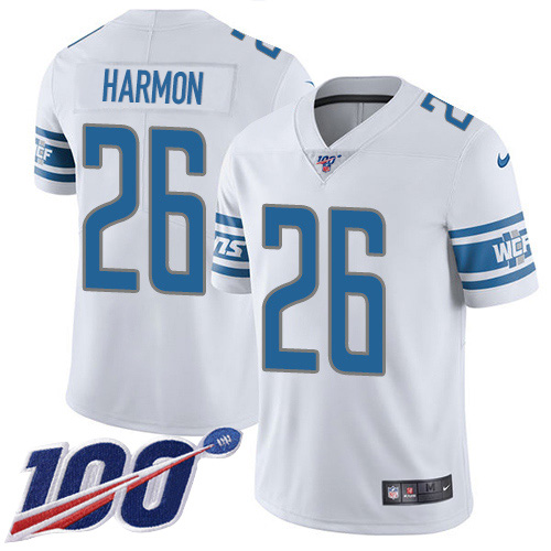 Nike Lions #26 Duron Harmon White Men's Stitched NFL 100th Season Vapor Untouchable Limited Jersey Nike Lions #26 Duron Harmon White Men's Stitched NFL 100th Season Vapor Untouchable Limited Jersey