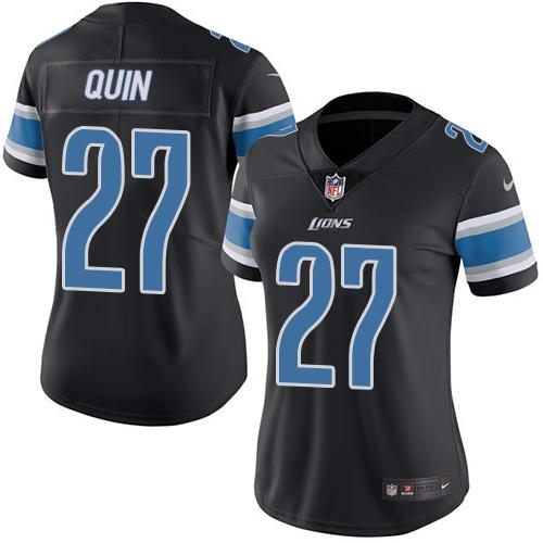 Nike Lions #27 Glover Quin Black Women's Stitched NFL Limited Rush Jersey