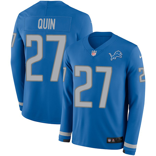 Nike Lions #27 Glover Quin Blue Team Color Men's Stitched NFL Limited Therma Long Sleeve Jersey Nike Lions #27 Glover Quin Blue Team Color Men's Stitched NFL Limited Therma Long Sleeve Jersey