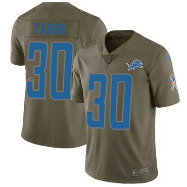 Nike Lions #30 Teez Tabor Olive Youth Stitched NFL Limited 2017 Salute to Service Jersey