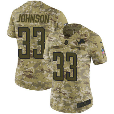 Nike Lions #33 Kerryon Johnson Camo Women's Stitched NFL Limited 2018 Salute to Service Jersey Nike Lions #33 Kerryon Johnson Camo Women's Stitched NFL Limited 2018 Salute to Service Jersey
