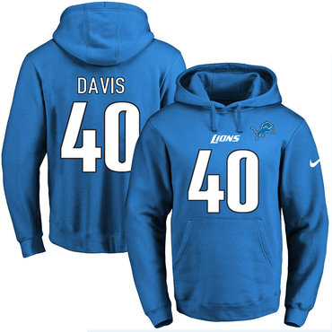 Nike Lions #40 Jarrad Davis Blue Name & Number Pullover NFL Hoodie Nike Lions #40 Jarrad Davis Blue Name & Number Pullover NFL Hoodie