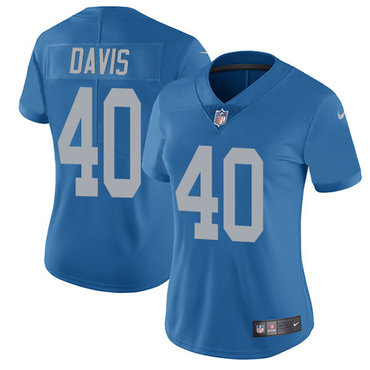 Nike Lions #40 Jarrad Davis Blue Throwback Women's Stitched NFL Limited Jersey