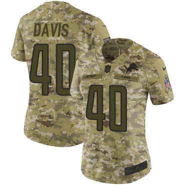 Nike Lions #40 Jarrad Davis Camo Women's Stitched NFL Limited 2018 Salute to Service Jersey Nike Lions #40 Jarrad Davis Camo Women's Stitched NFL Limited 2018 Salute to Service Jersey