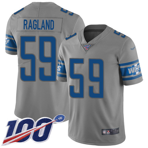 Nike Lions #59 Reggie Ragland Gray Men's Stitched NFL Limited Inverted Legend 100th Season Jersey Nike Lions #59 Reggie Ragland Gray Men's Stitched NFL Limited Inverted Legend 100th Season Jersey