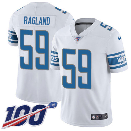 Nike Lions #59 Reggie Ragland White Men's Stitched NFL 100th Season Vapor Untouchable Limited Jersey Nike Lions #59 Reggie Ragland White Men's Stitched NFL 100th Season Vapor Untouchable Limited Jersey