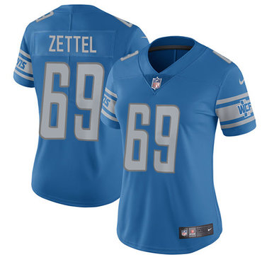 Nike Lions #69 Anthony Zettel Light Blue Team Color Women's Stitched NFL Vapor Untouchable Limited Jersey