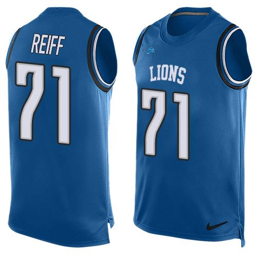 Nike Lions #71 Riley Reiff Blue Team Color Men's Stitched NFL Limited Tank Top Jersey Nike Lions #71 Riley Reiff Blue Team Color Men's Stitched NFL Limited Tank Top Jersey