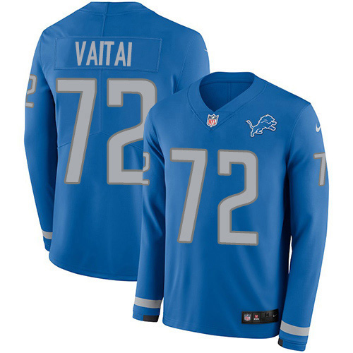 Nike Lions #72 Halapoulivaati Vaitai Blue Team Color Men's Stitched NFL Limited Therma Long Sleeve Jersey Nike Lions #72 Halapoulivaati Vaitai Blue Team Color Men's Stitched NFL Limited Therma Long Sleeve Jersey