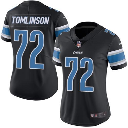 Nike Lions #72 Laken Tomlinson Black Women's Stitched NFL Limited Rush Jersey
