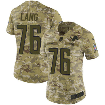Nike Lions #76 T.J. Lang Camo Women's Stitched NFL Limited 2018 Salute to Service Jersey Nike Lions #76 T.J. Lang Camo Women's Stitched NFL Limited 2018 Salute to Service Jersey