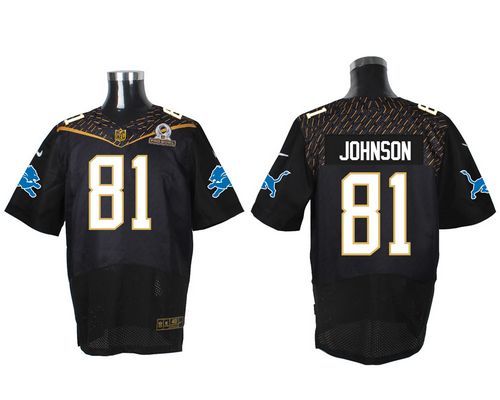 Nike Lions #81 Calvin Johnson Black 2016 Pro Bowl Men's Stitched NFL Elite Jersey Nike Lions #81 Calvin Johnson Black 2016 Pro Bowl Men's Stitched NFL Elite Jersey