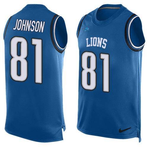 Nike Lions #81 Calvin Johnson Blue Team Color Men's Stitched NFL Limited Tank Top Jersey Nike Lions #81 Calvin Johnson Blue Team Color Men's Stitched NFL Limited Tank Top Jersey