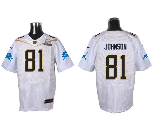 Nike Lions #81 Calvin Johnson White 2016 Pro Bowl Men's Stitched NFL Elite Jersey Nike Lions #81 Calvin Johnson White 2016 Pro Bowl Men's Stitched NFL Elite Jersey