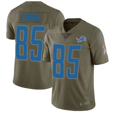 Nike Lions #85 Eric Ebron Olive Youth Stitched NFL Limited 2017 Salute to Service Jersey