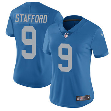 Nike Lions #9 Matthew Stafford Blue Throwback Women's Stitched NFL Limited Jersey