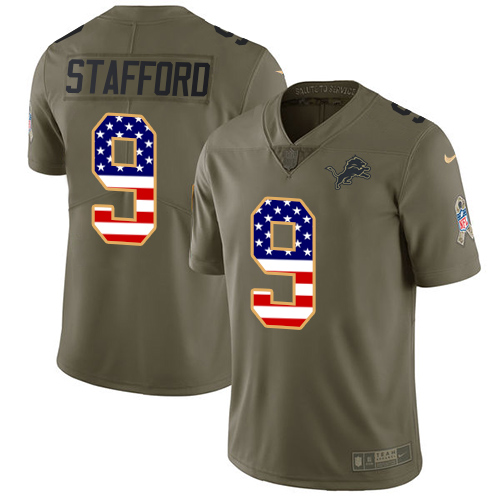 Nike Lions #9 Matthew Stafford Olive USA Flag Men's Stitched NFL Limited 2017 Salute To Service Jersey Nike Lions #9 Matthew Stafford Olive USA Flag Men's Stitched NFL Limited 2017 Salute To Service Jersey