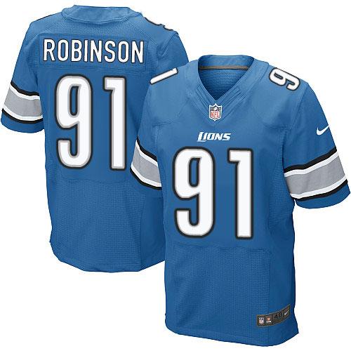Nike Lions #91 A'Shawn Robinson Blue Team Color Men's Stitched NFL Elite Jersey Nike Lions #91 A'Shawn Robinson Blue Team Color Men's Stitched NFL Elite Jersey