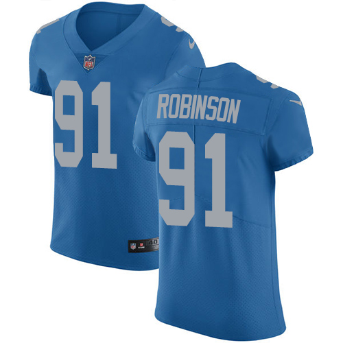 Nike Lions #91 A'Shawn Robinson Blue Throwback Men's Stitched NFL Vapor Untouchable Elite Jersey Nike Lions #91 A'Shawn Robinson Blue Throwback Men's Stitched NFL Vapor Untouchable Elite Jersey