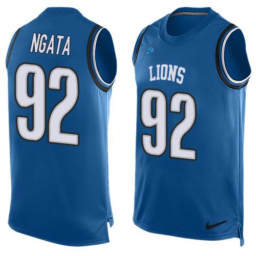 Nike Lions #92 Haloti Ngata Blue Team Color Men's Stitched NFL Limited Tank Top Jersey Nike Lions #92 Haloti Ngata Blue Team Color Men's Stitched NFL Limited Tank Top Jersey