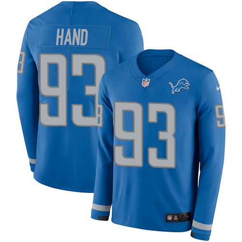 Nike Lions #93 Da'Shawn Hand Blue Team Color Men's Stitched NFL Limited Therma Long Sleeve Jersey Nike Lions #93 Da'Shawn Hand Blue Team Color Men's Stitched NFL Limited Therma Long Sleeve Jersey