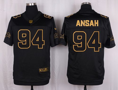 Nike Lions #94 Ziggy Ansah Black Men's Stitched NFL Elite Pro Line Gold Collection Jersey Nike Lions #94 Ziggy Ansah Black Men's Stitched NFL Elite Pro Line Gold Collection Jersey