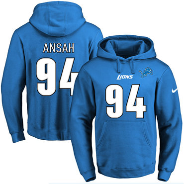 Nike Lions #94 Ziggy Ansah Blue Name & Number Pullover NFL Hoodie Nike Lions #94 Ziggy Ansah Blue Name & Number Pullover NFL Hoodie