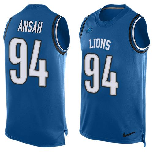 Nike Lions #94 Ziggy Ansah Blue Team Color Men's Stitched NFL Limited Tank Top Jersey Nike Lions #94 Ziggy Ansah Blue Team Color Men's Stitched NFL Limited Tank Top Jersey