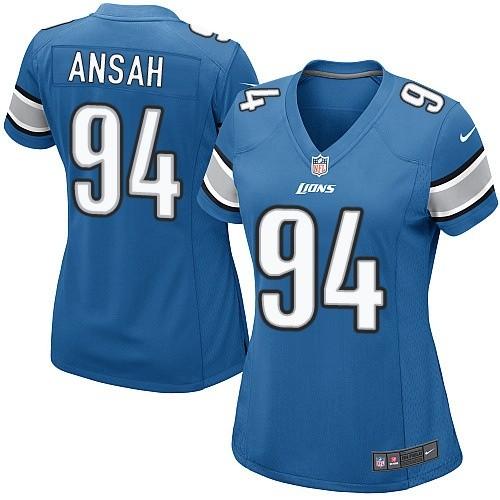 Nike Lions #94 Ziggy Ansah Light Blue Team Color Women's Stitched NFL Elite Jersey