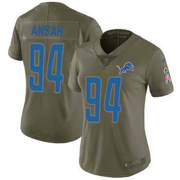 Nike Lions #94 Ziggy Ansah Olive Women's Stitched NFL Limited 2017 Salute to Service Jersey