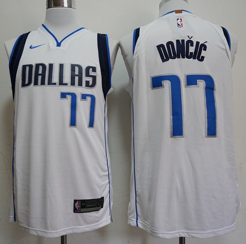 Nike Mavericks 77 Luka Doncic White Nike Swingman Jersey