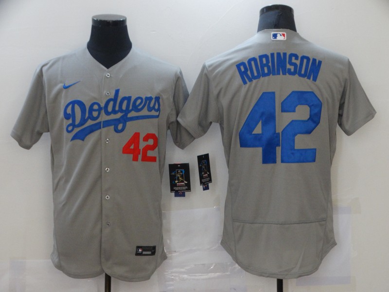 Nike Men's Los Angeles Dodgers #42 Jackie Robinson Gray  Flexbase Jersey