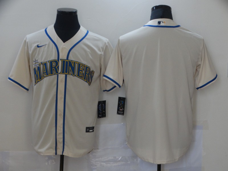 Nike Men's Seattle Mariners Cream Stitched MLB Blank Cool Base Nike Jersey