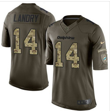 Nike Miami Dolphins #14 Jarvis Landry Green Men's Stitched NFL Limited Salute to Service Jersey
